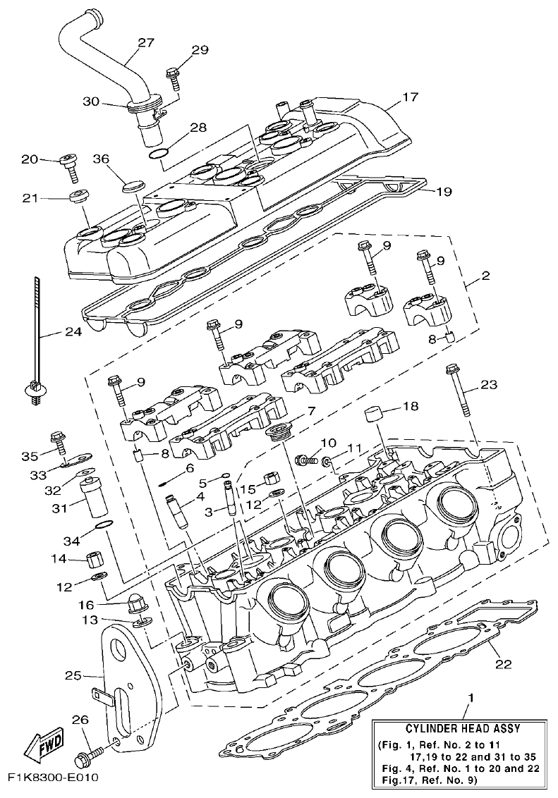Yamaha F1KB CYLINDER parts diagram
